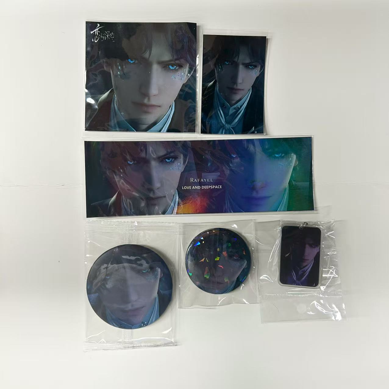 Love and Deepspace Anime Combo Pack – Collectible Paper Cards & Character Badge Set