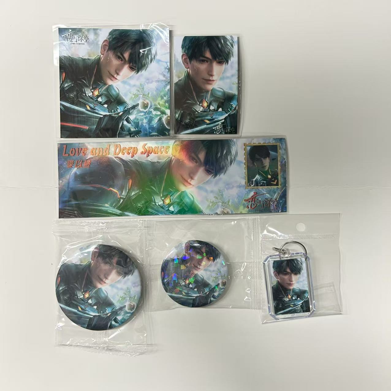 Love and Deepspace Anime Combo Pack – Collectible Paper Cards & Character Badge Set