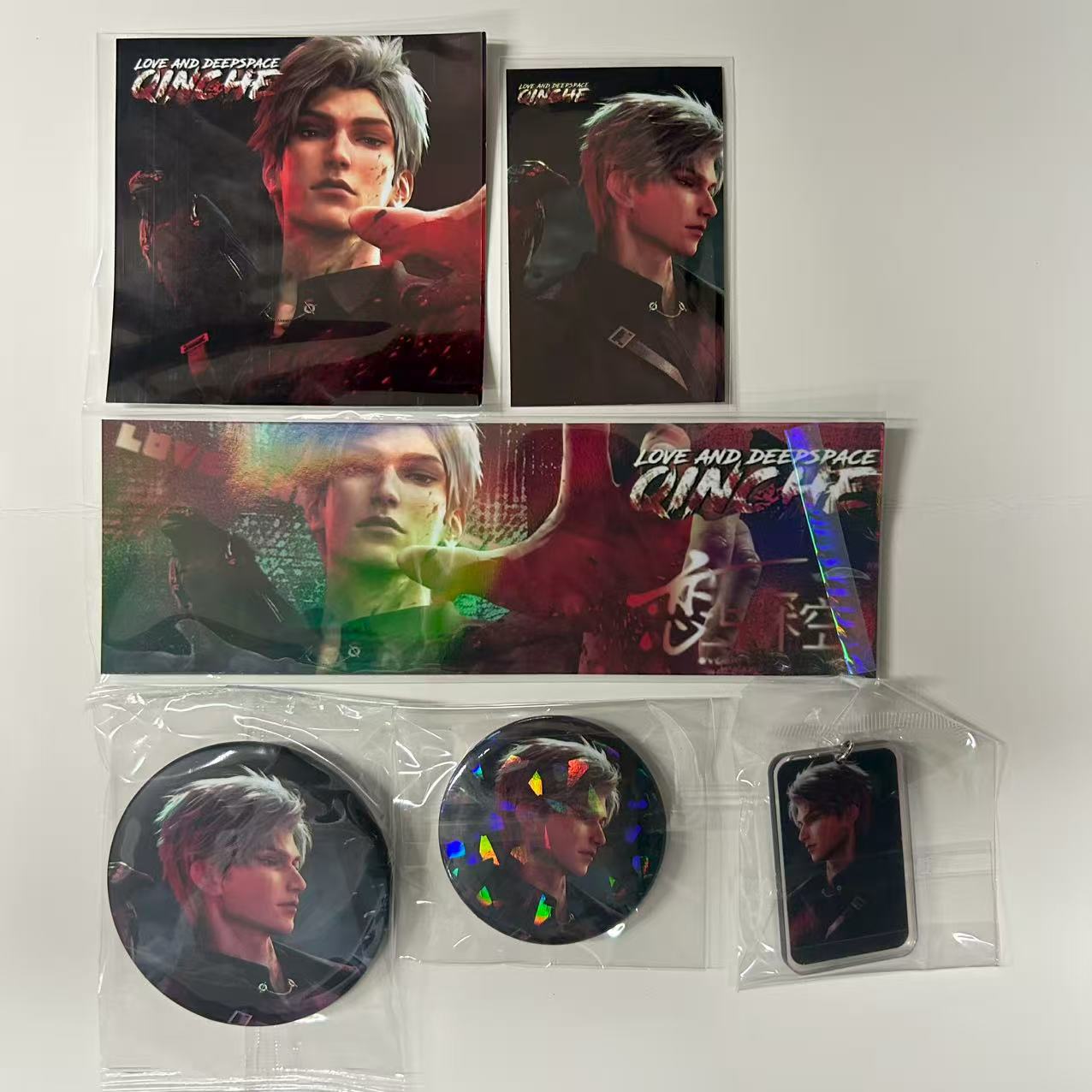 Love and Deepspace Anime Combo Pack – Collectible Paper Cards & Character Badge Set