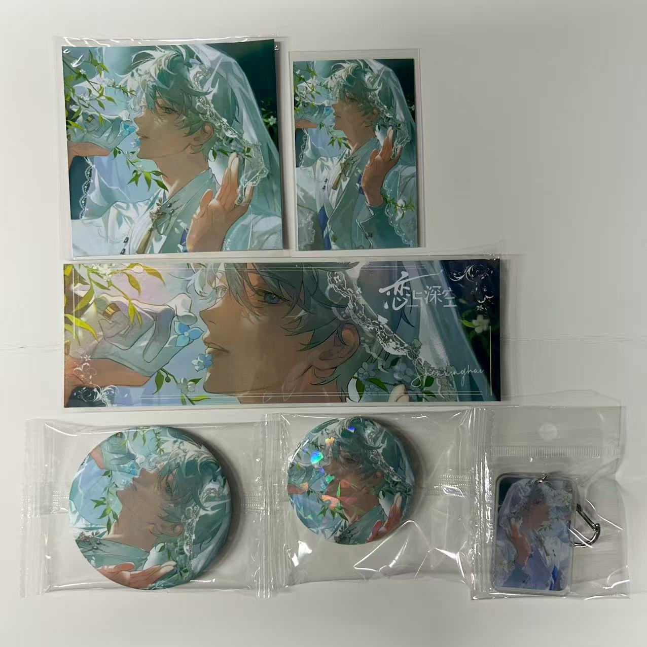 Love and Deepspace Anime Combo Pack – Collectible Paper Cards & Character Badge Set